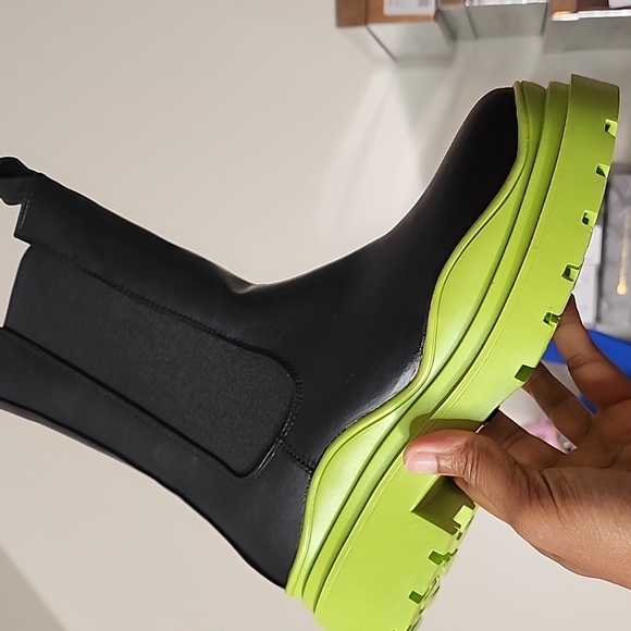 Miz Lime Bottom AZALEA WANG Ghosted Flatform Chelsea Rain Snow Boot 7 7.5 8.5 - Picture 2 of 7